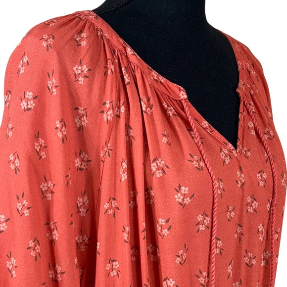 Beachlunchlounge Orange Floral Cottagecore Tiered Peasant Dress Size XL - Picture 5 of 10